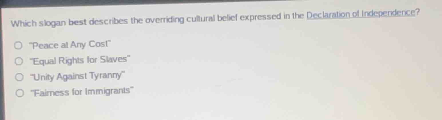 which slogan best describes the overriding cultural belief expressed in…