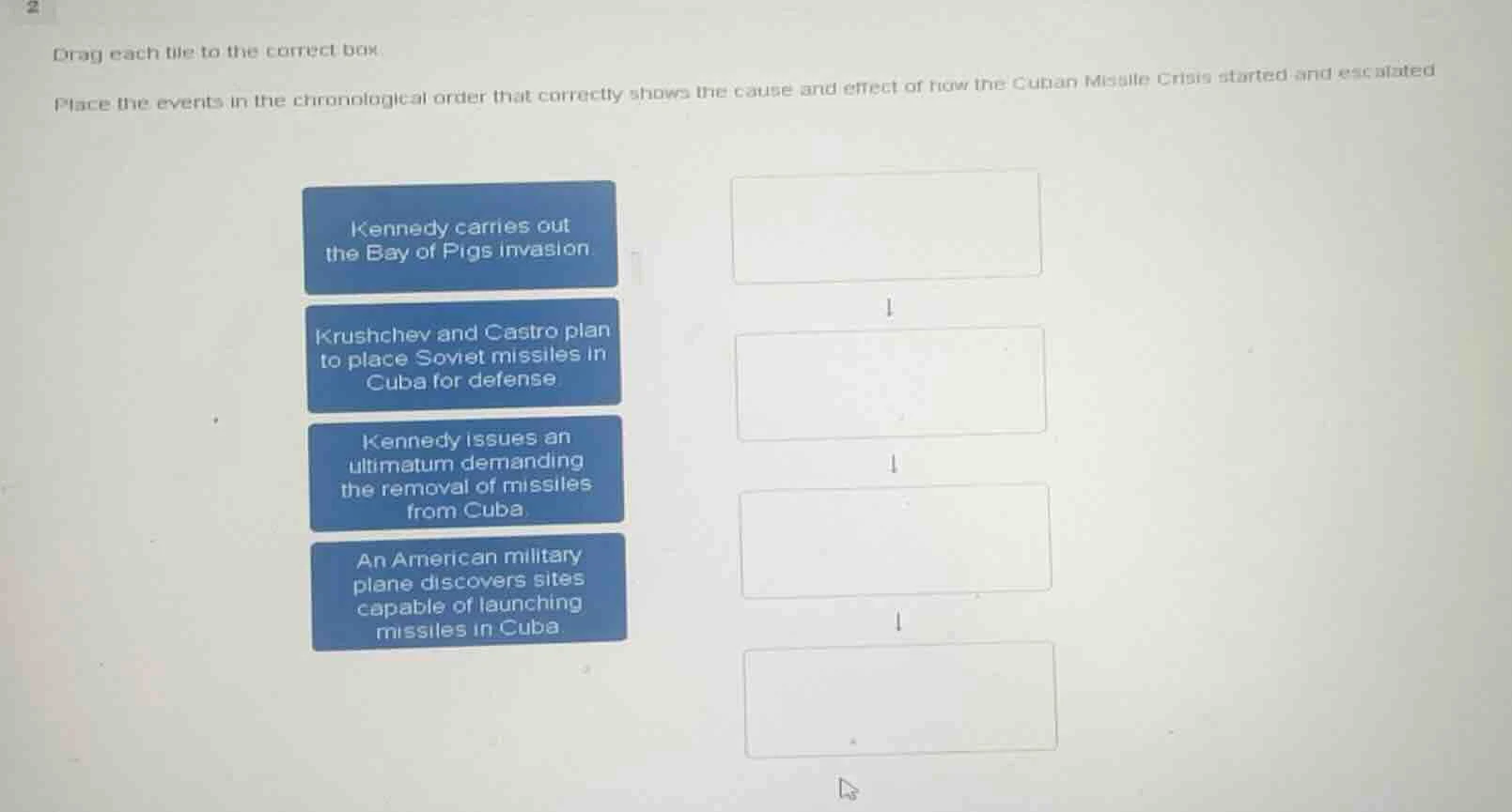 drag each tile to the correct box. place the events in the chronologica…