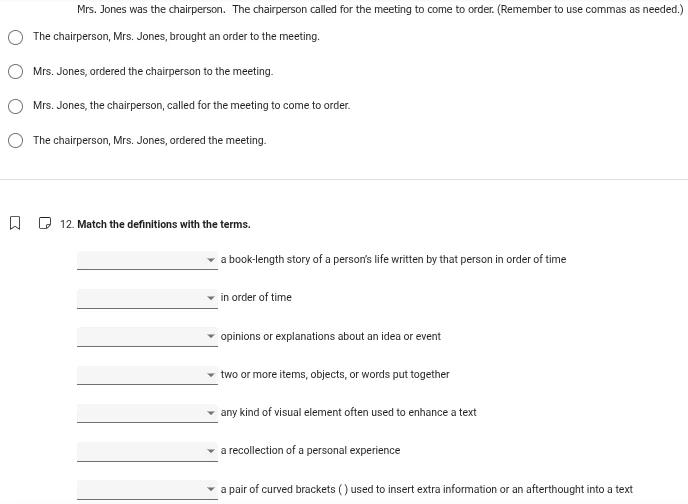 mrs. jones was the chairperson. the chairperson called for the meeting …