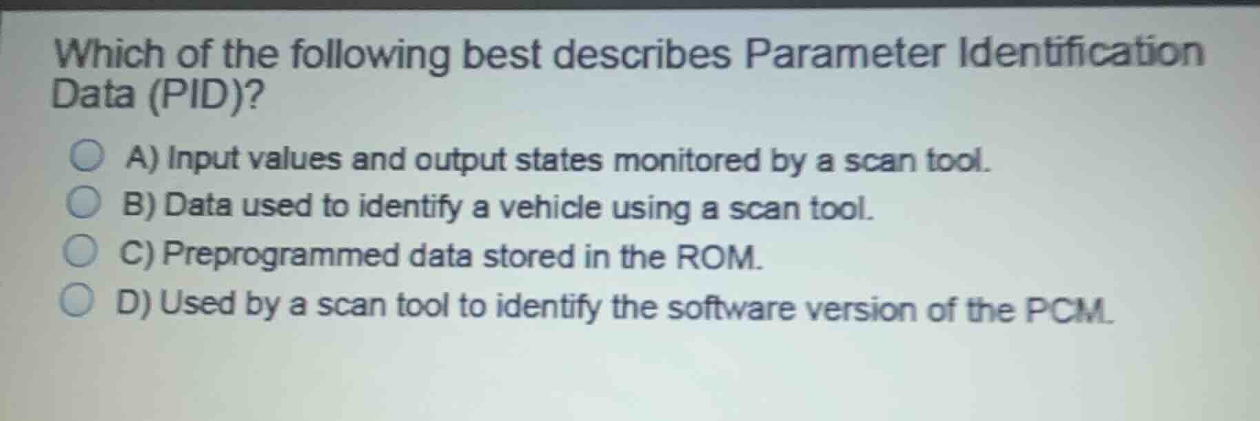 which of the following best describes parameter identification data (pi…