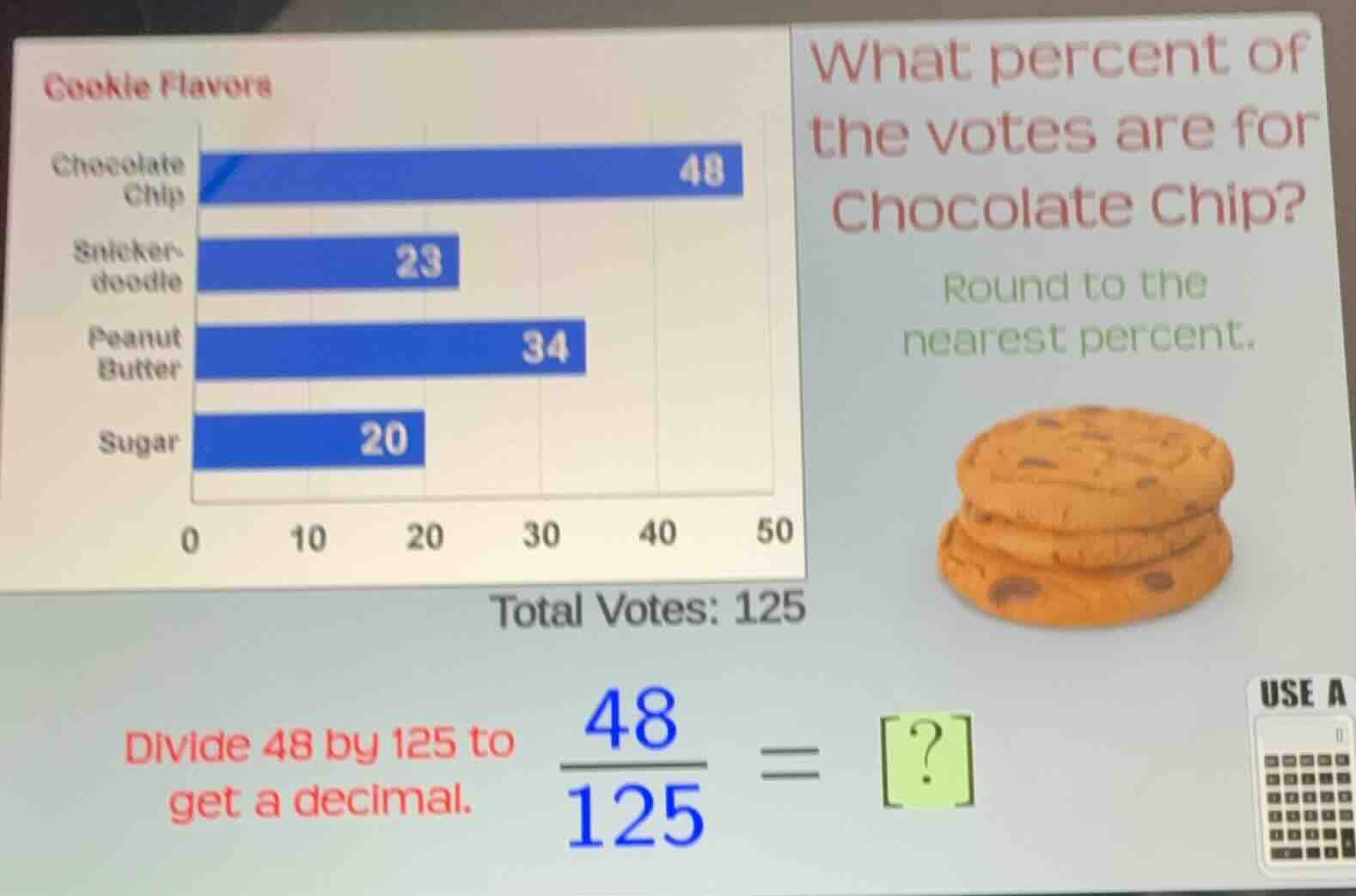 cookie flavors chocolate chip: 48 votes snickerdoodle: 23 votes peanut …