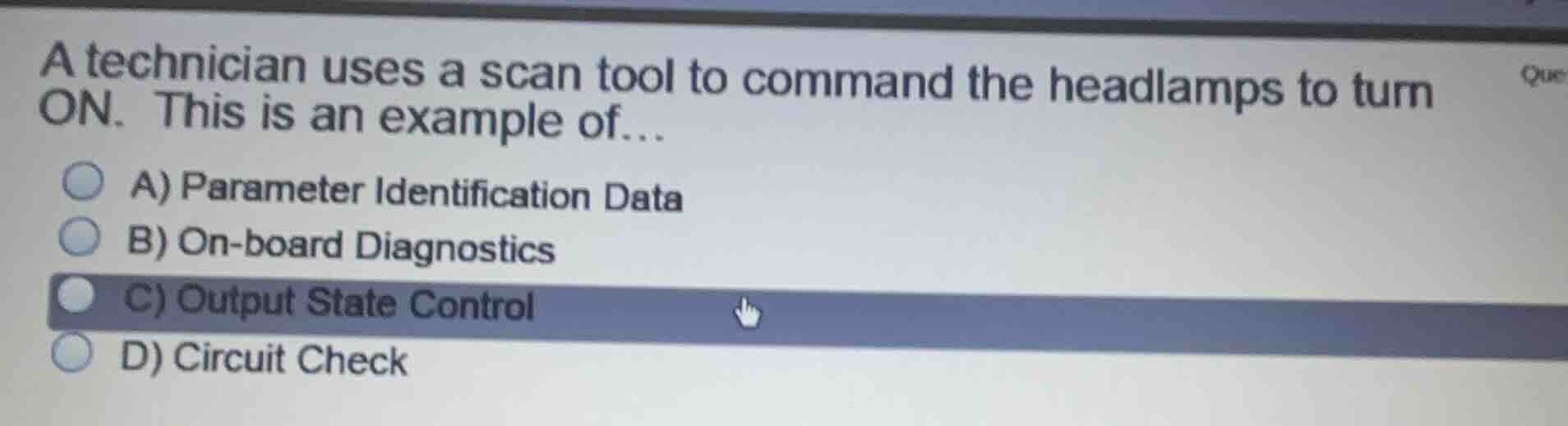 a technician uses a scan tool to command the headlamps to turn on. this…