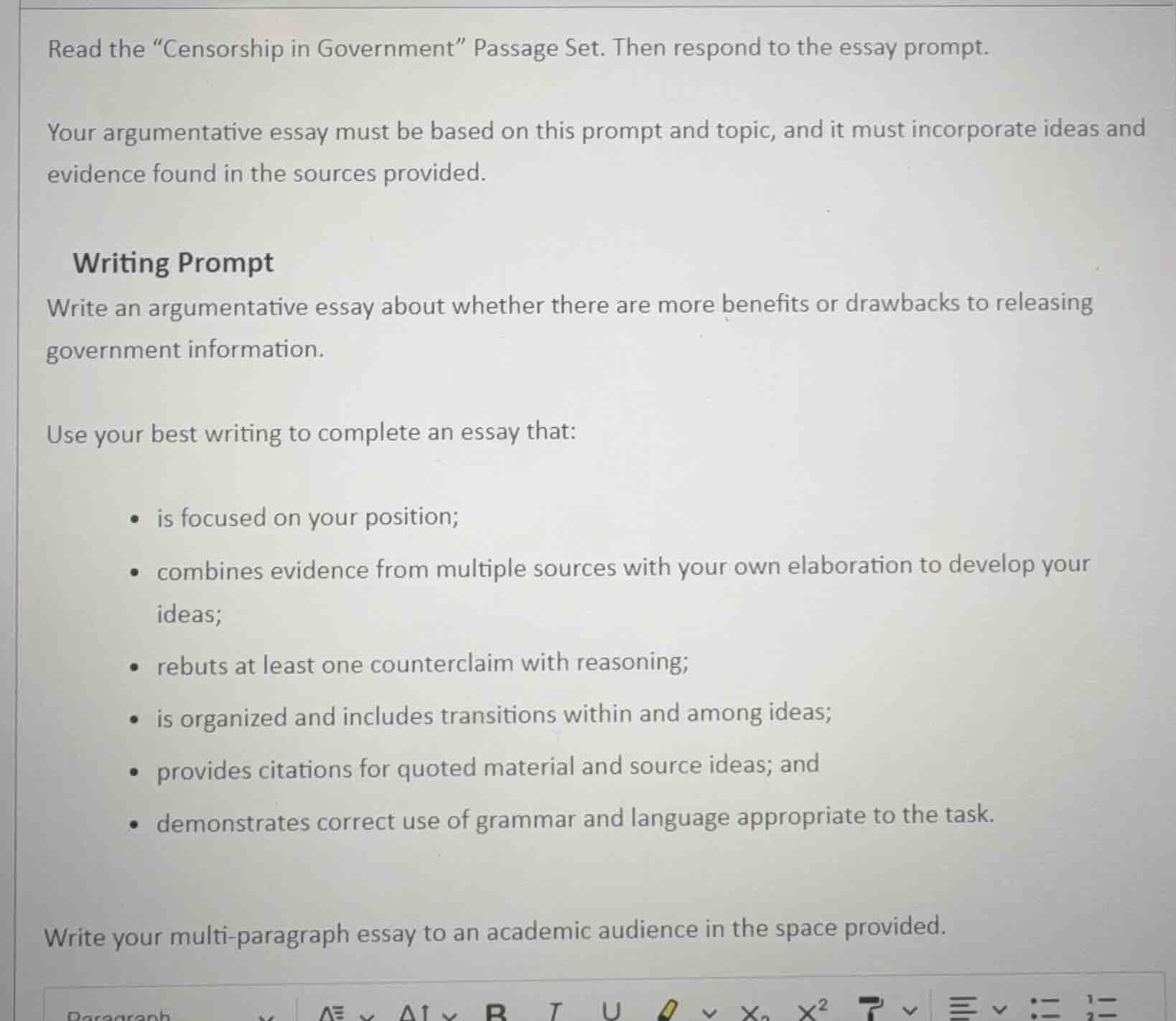 read the “censorship in government” passage set. then respond to the es…