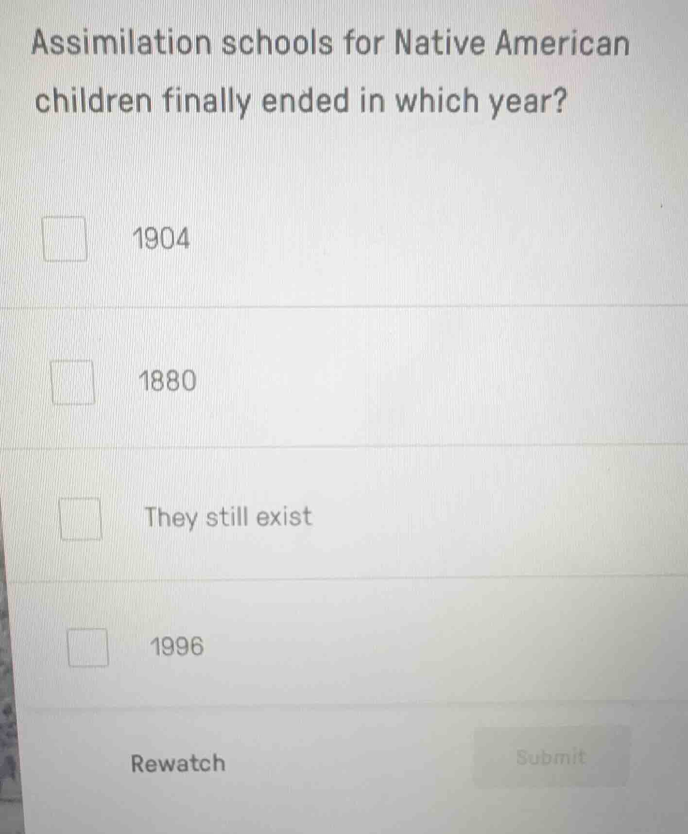 assimilation schools for native american children finally ended in whic…
