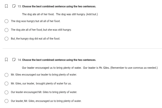13. choose the best combined sentence using the two sentences. the dog …