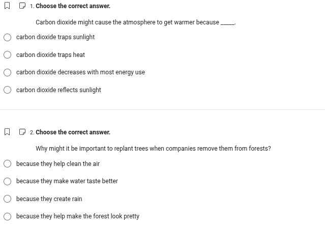 1. choose the correct answer. carbon dioxide might cause the atmosphere…