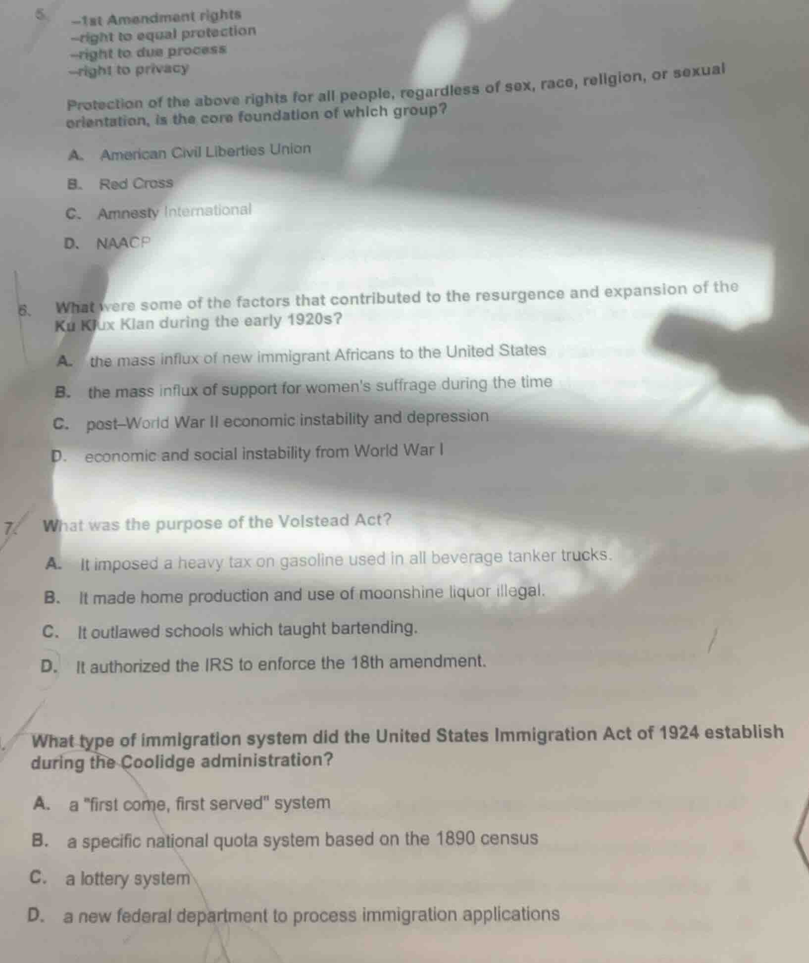 5. -1st amendmant rights -right to equal protection -right to due proce…