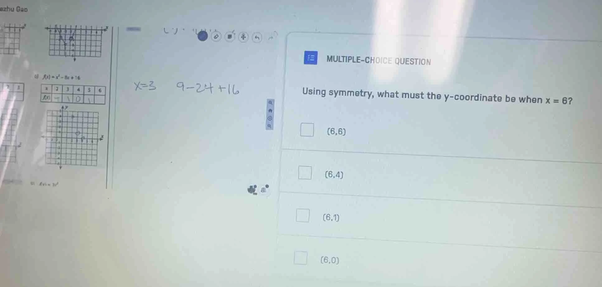 multiple-choice question using symmetry, what must the y-coordinate be …