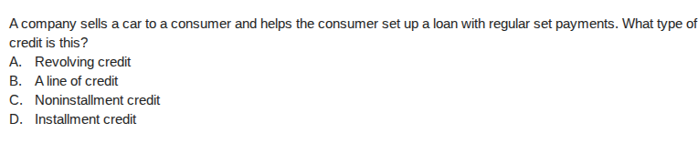 a company sells a car to a consumer and helps the consumer set up a loa…