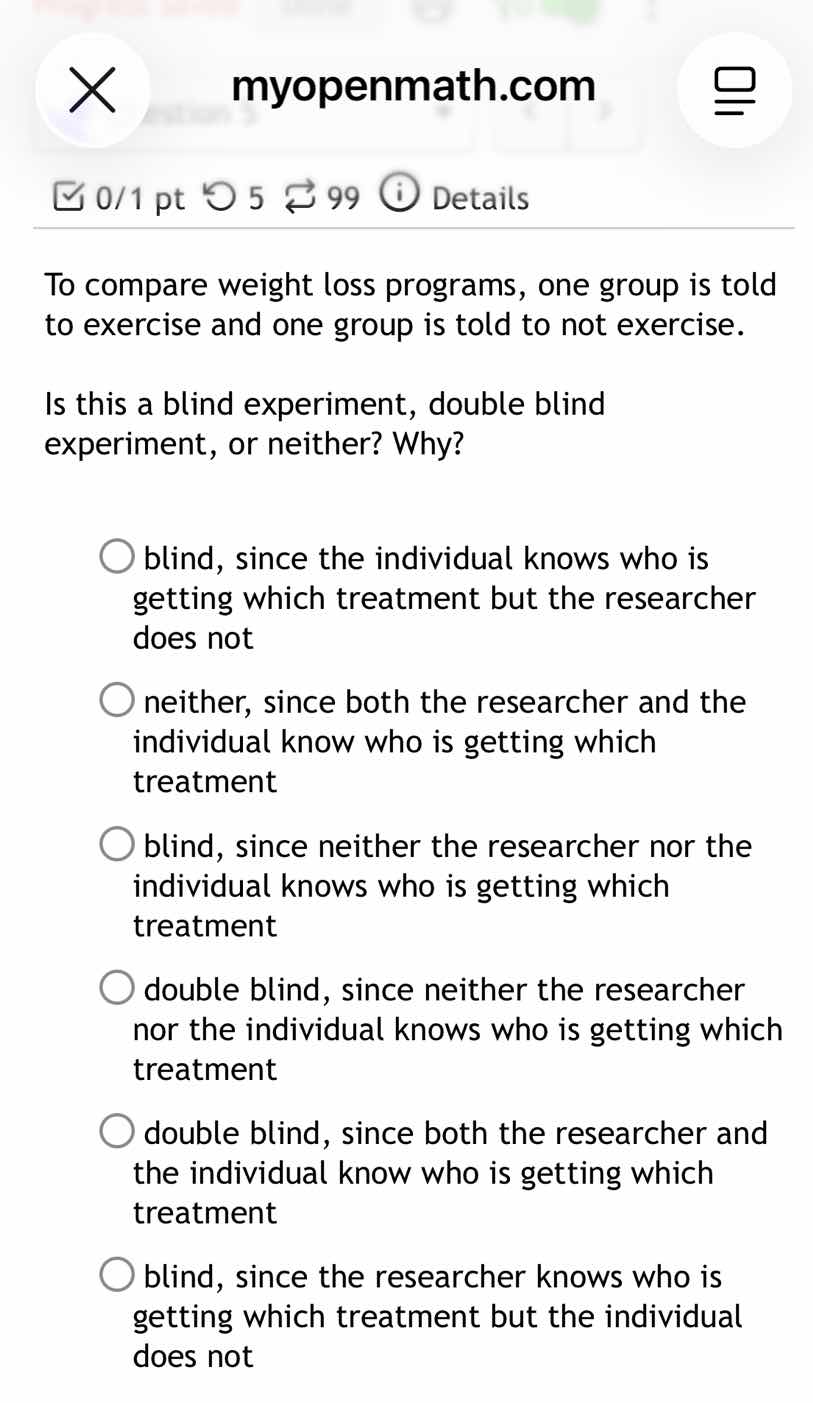 to compare weight loss programs, one group is told to exercise and one …