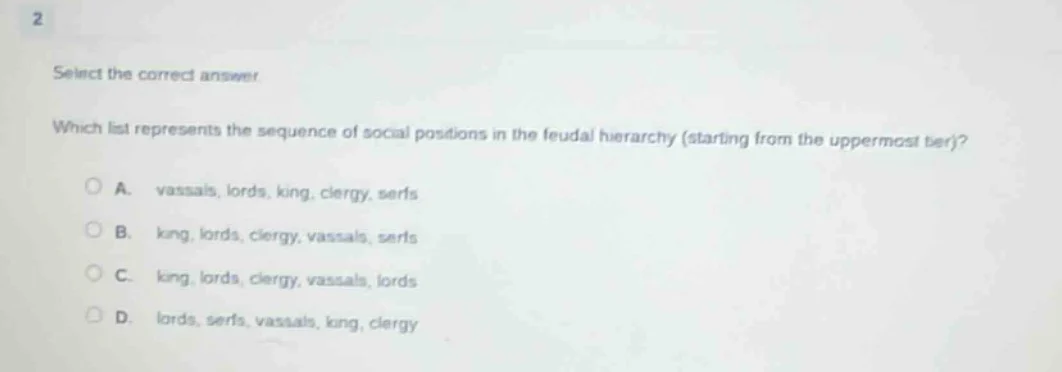 2 select the correct answer which list represents the sequence of socia…