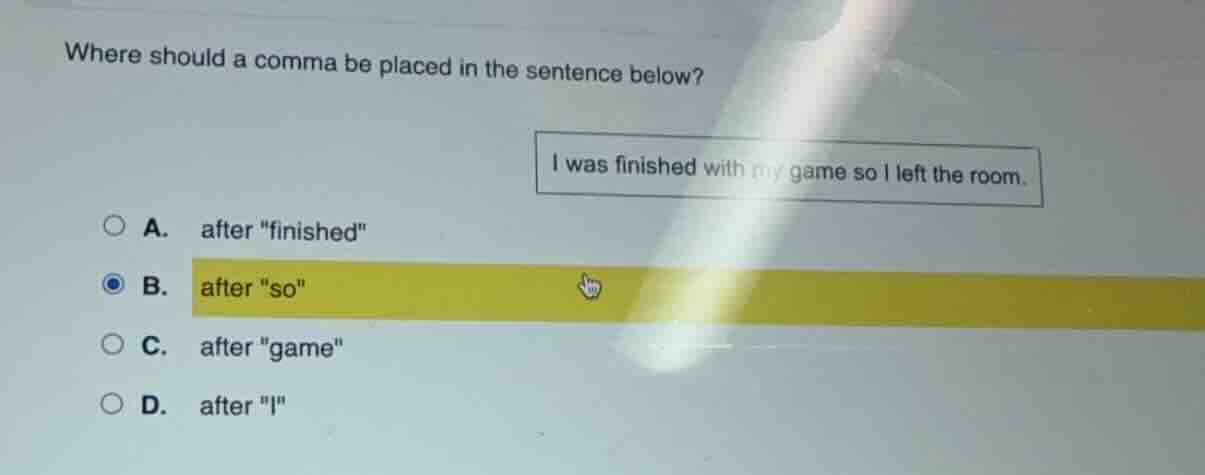 where should a comma be placed in the sentence below? i was finished wi…