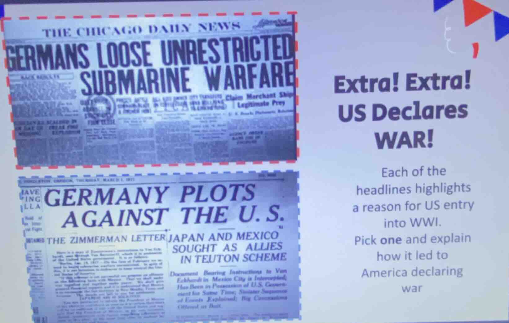extra! extra! us declares war! each of the headlines highlights a reaso…
