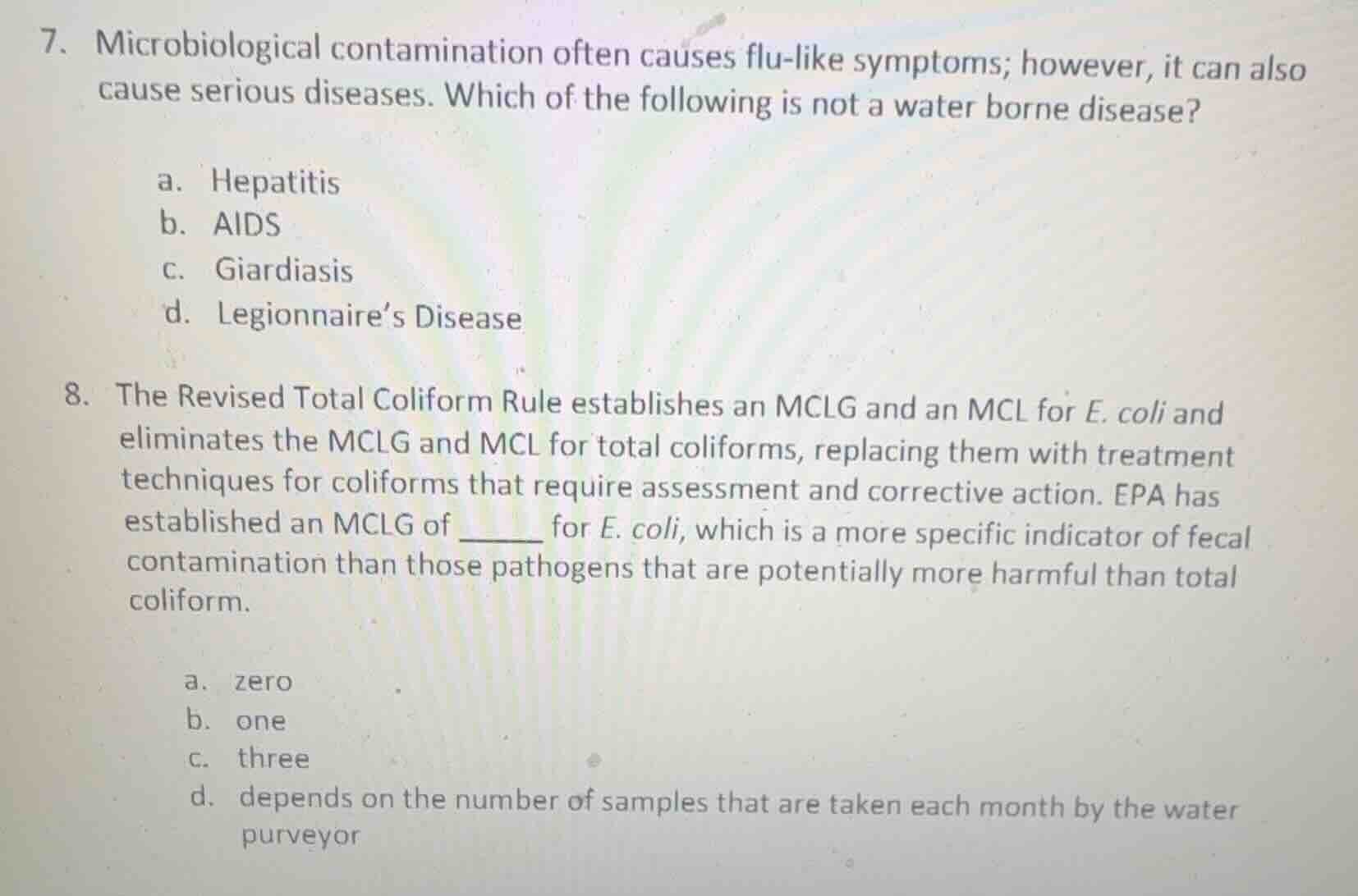 7. microbiological contamination often causes flu - like symptoms; howe…
