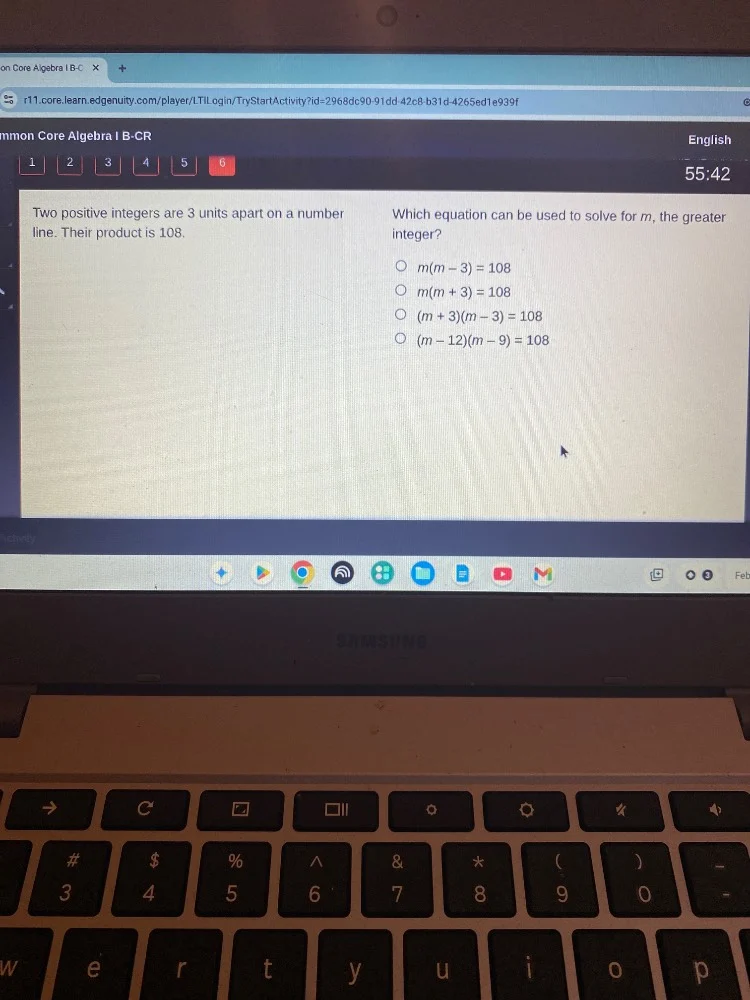 two positive integers are 3 units apart on a number line. their product…
