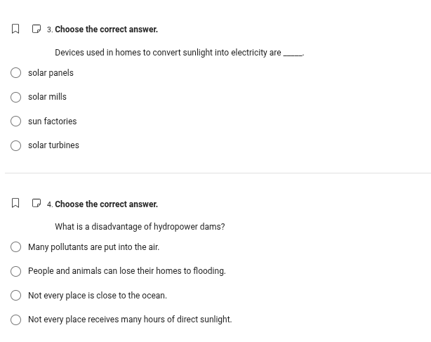 3. choose the correct answer. devices used in homes to convert sunlight…