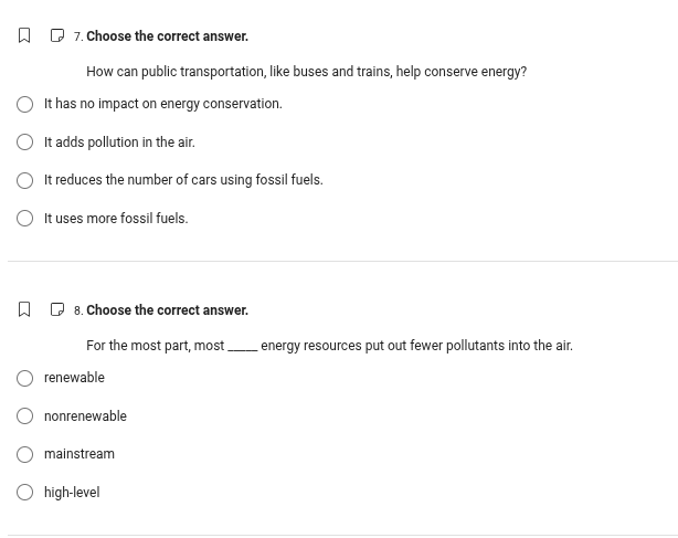 7. choose the correct answer. how can public transportation, like buses…