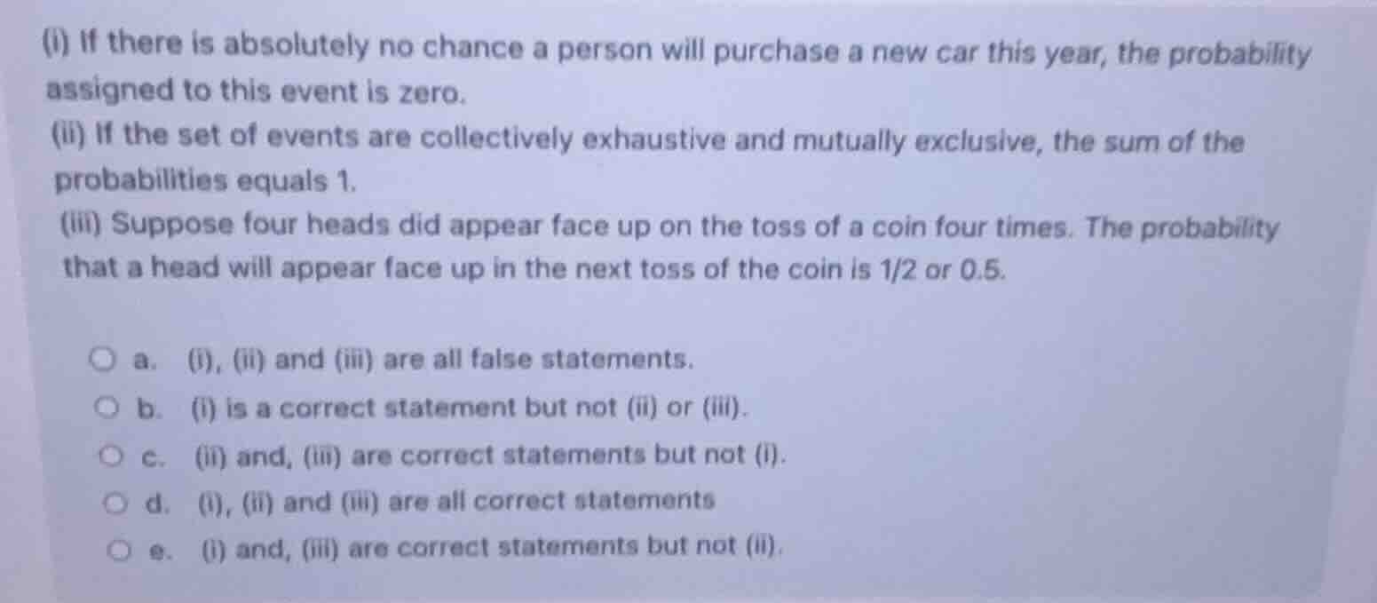 (i) if there is absolutely no chance a person will purchase a new car t…