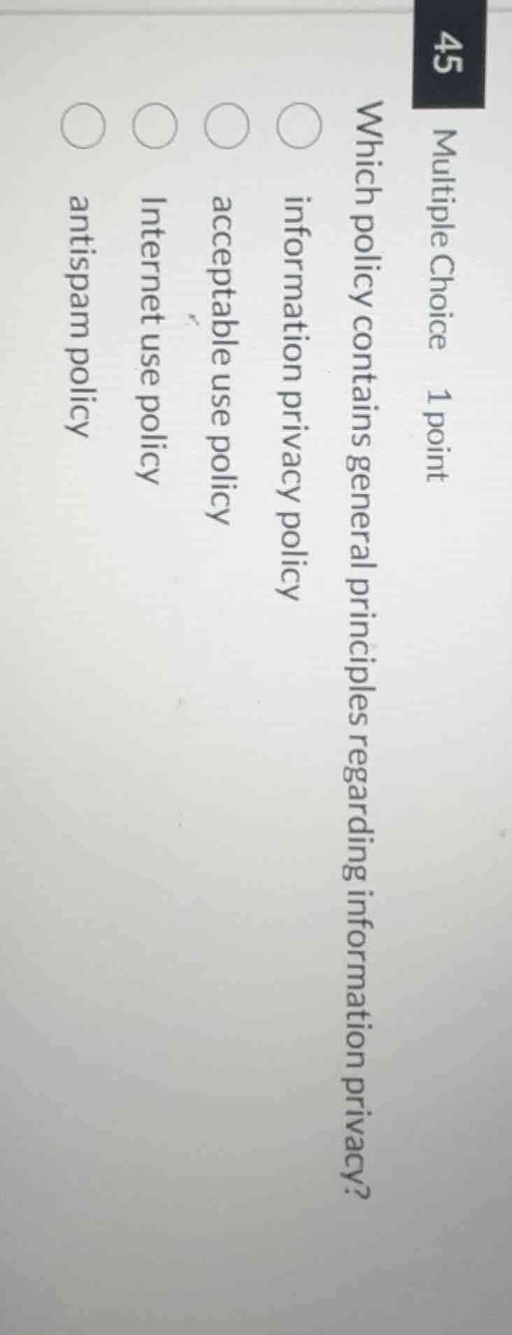 multiple choice 1 point which policy contains general principles regard…