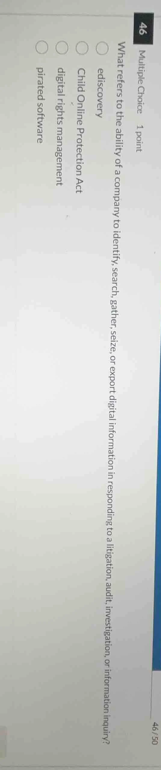 multiple choice 1 point what refers to the ability of a company to iden…