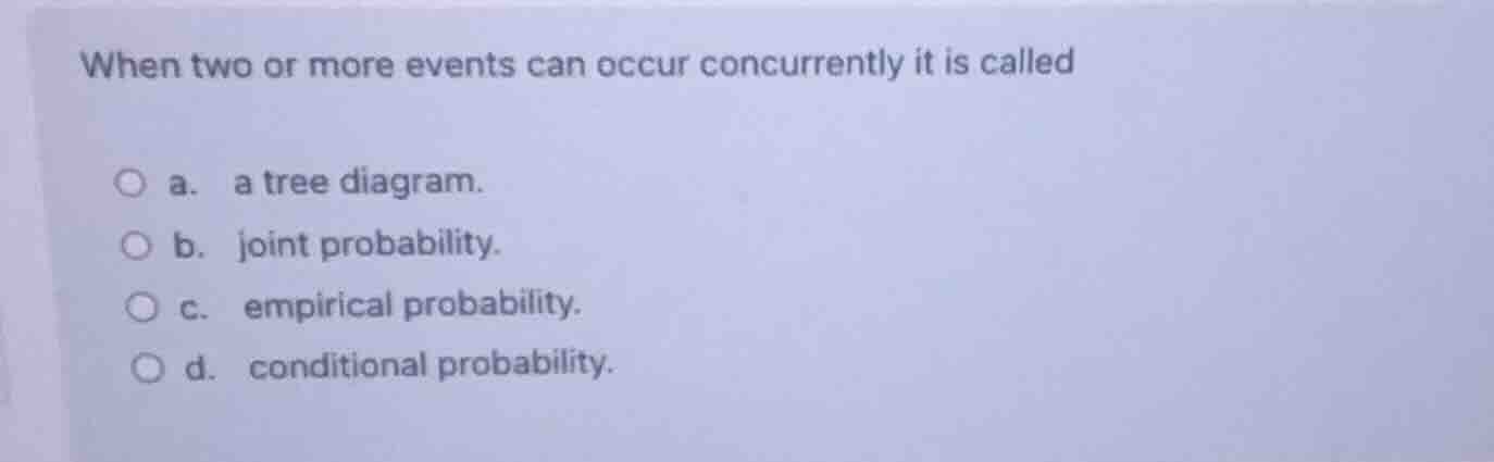 when two or more events can occur concurrently it is called a. a tree d…
