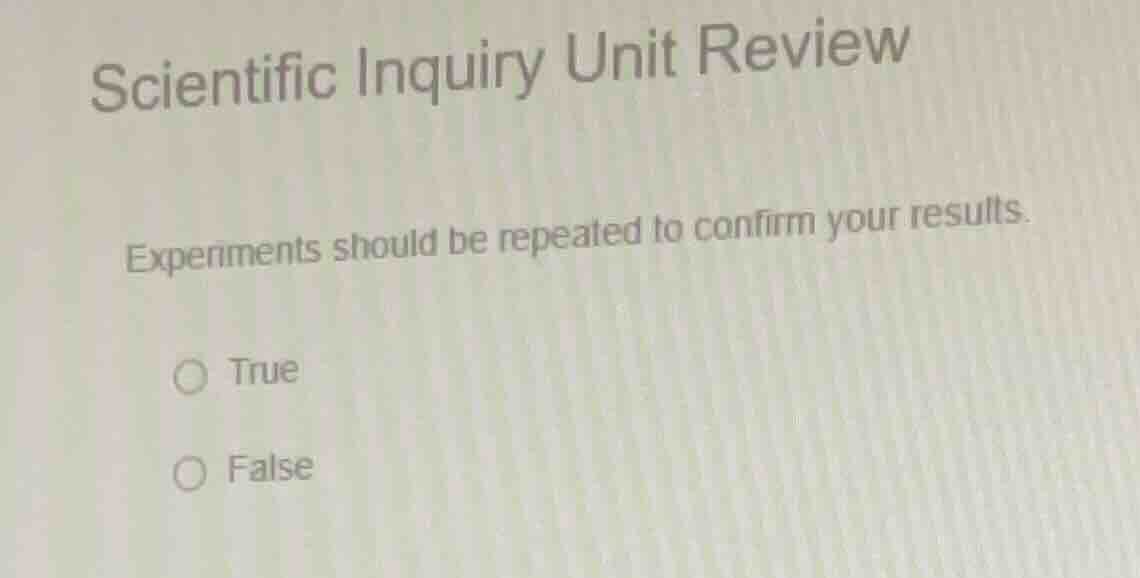 scientific inquiry unit review experiments should be repeated to confir…
