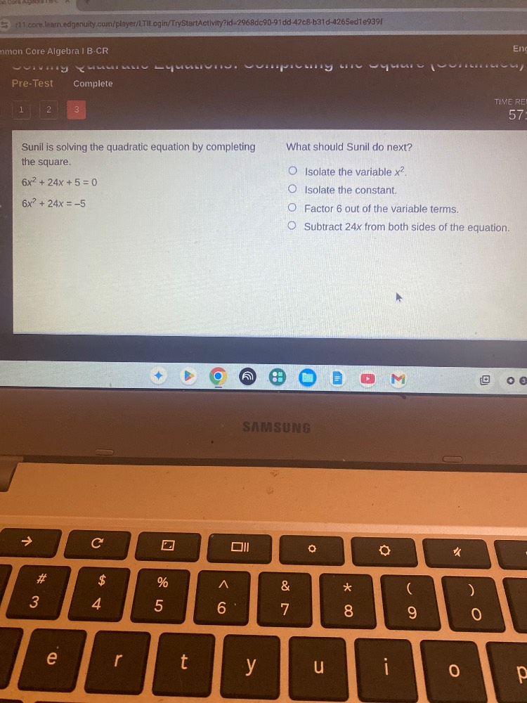 sunil is solving the quadratic equation by completing the square. $6x^2…