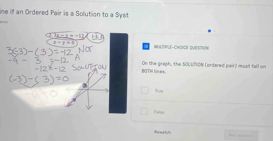 ine if an ordered pair is a solution to a syst anco multiple-choice que…