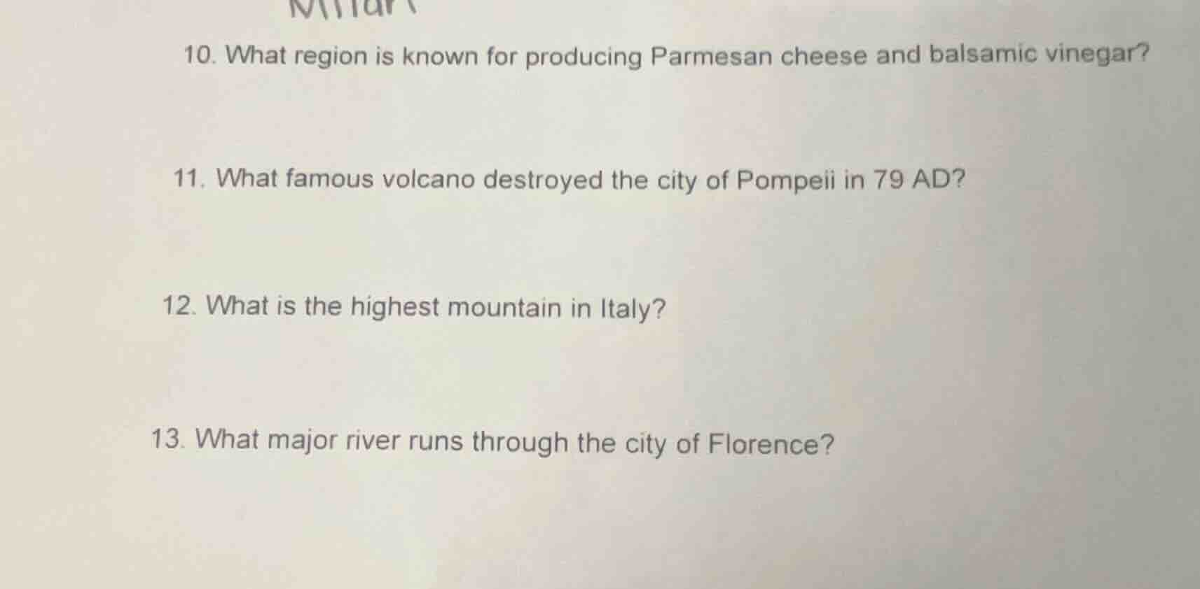 10. what region is known for producing parmesan cheese and balsamic vin…