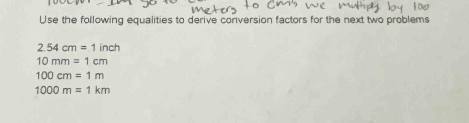 use the following equalities to derive conversion factors for the next …