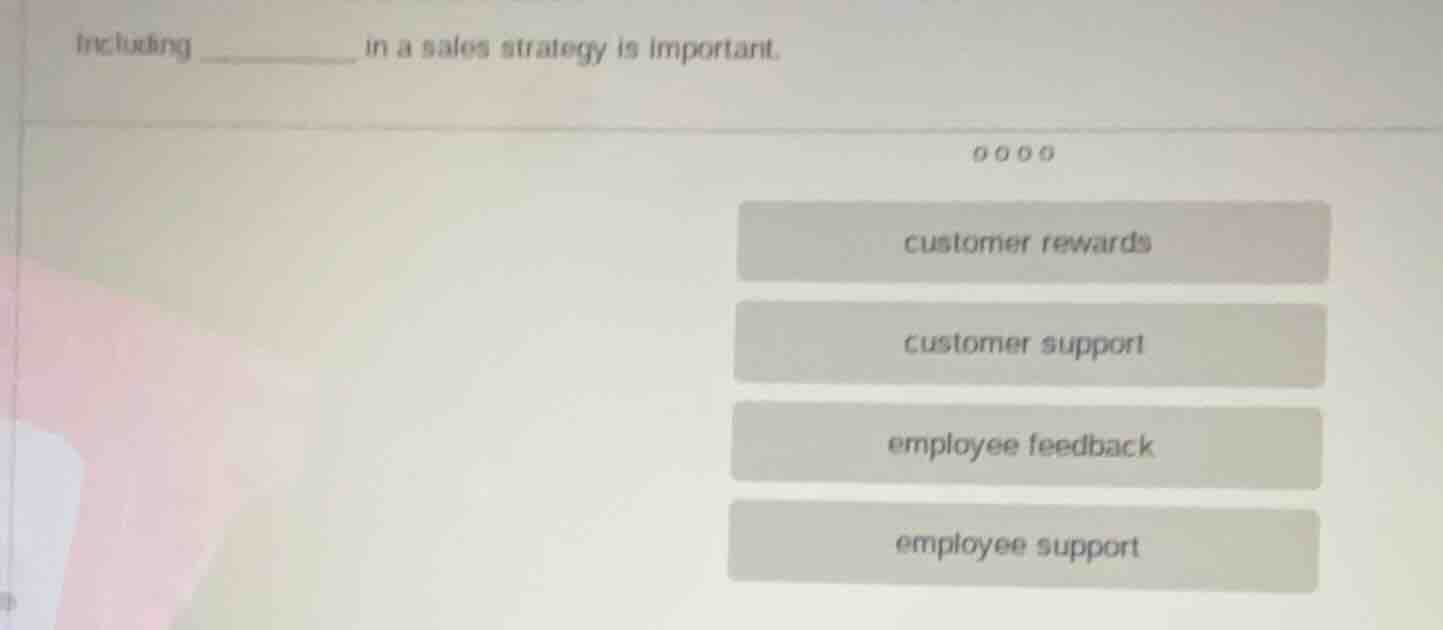 including ______ in a sales strategy is important. options: customer re…
