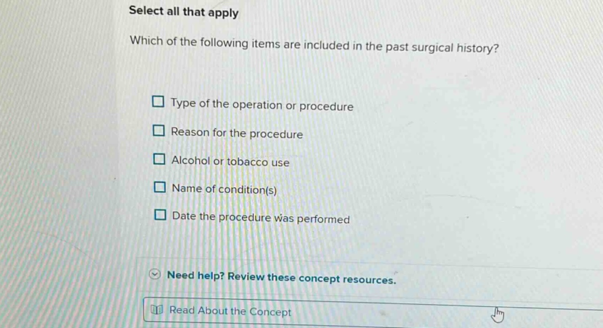 select all that apply which of the following items are included in the …