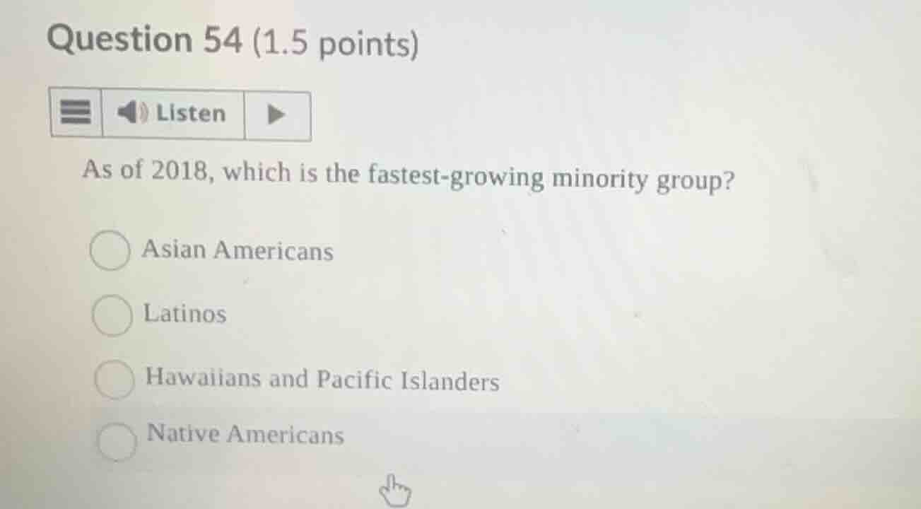 question 54 (1.5 points) as of 2018, which is the fastest - growing min…