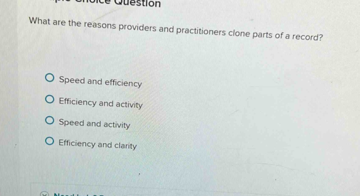 question what are the reasons providers and practitioners clone parts o…