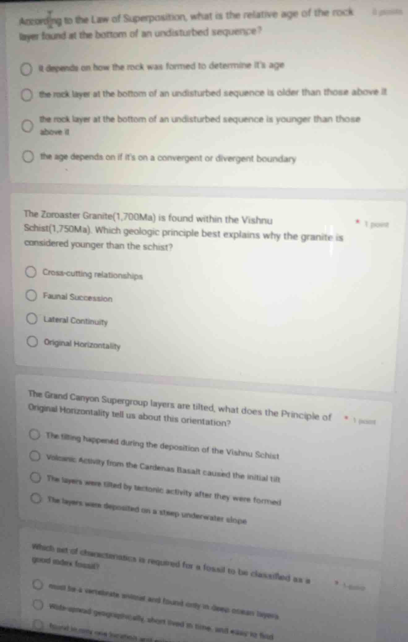 according to the law of superposition, what is the relative age of the …