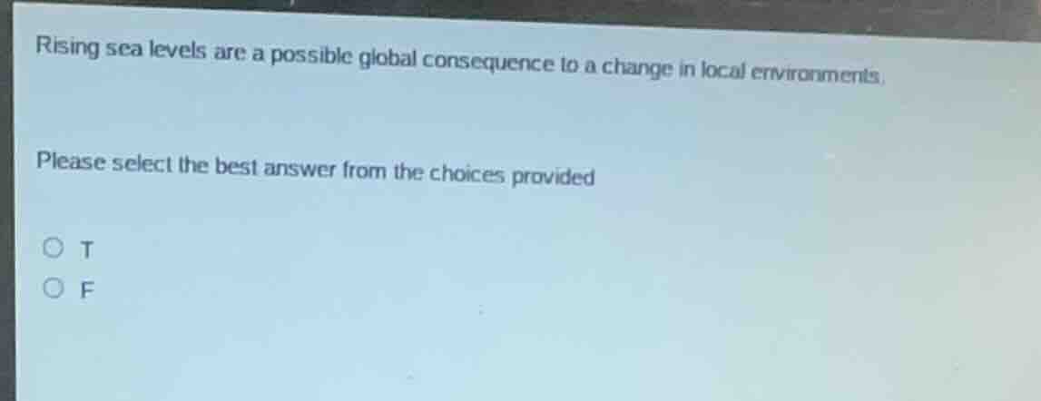 rising sea levels are a possible global consequence to a change in loca…