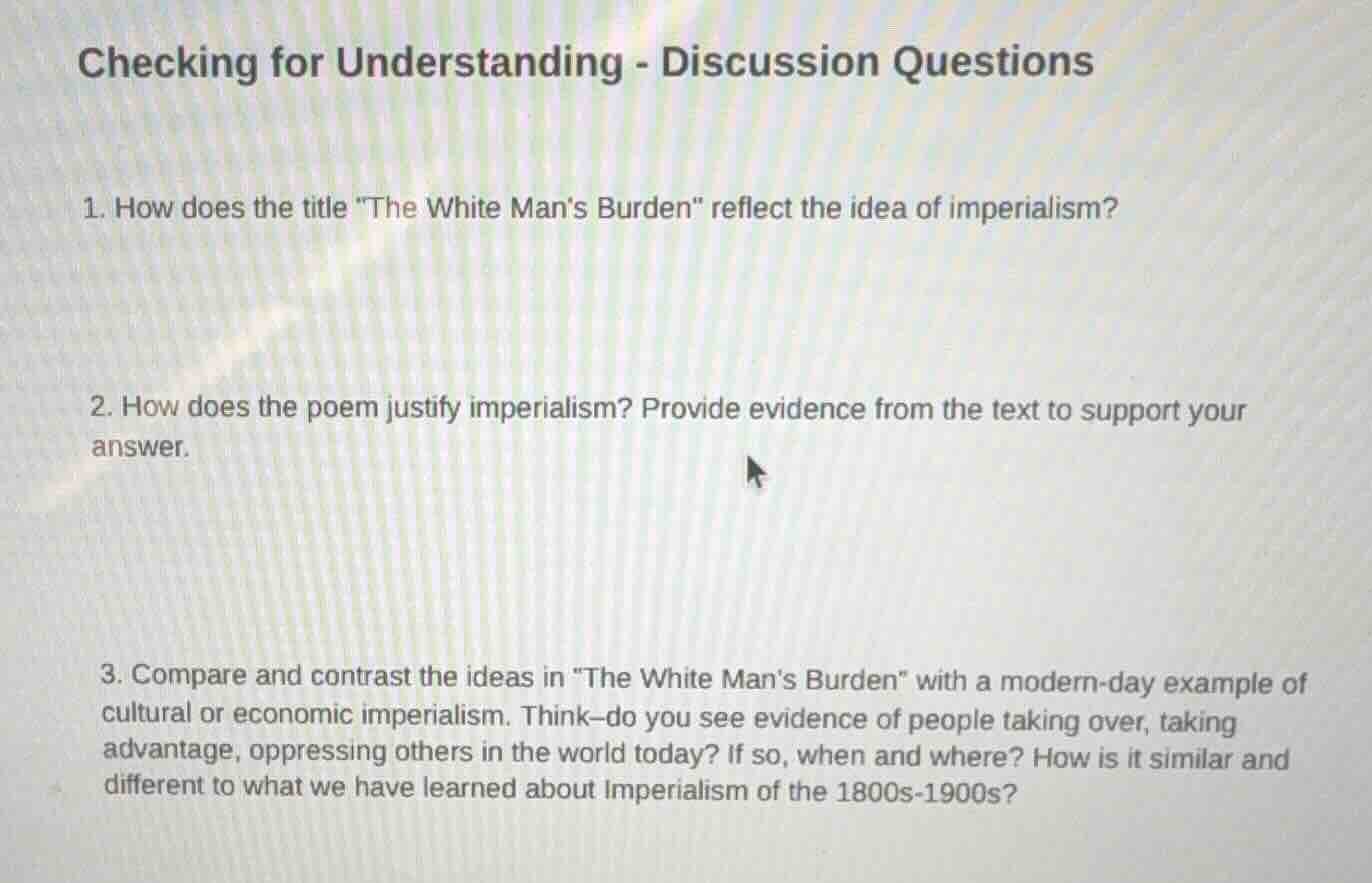 checking for understanding - discussion questions 1. how does the title…