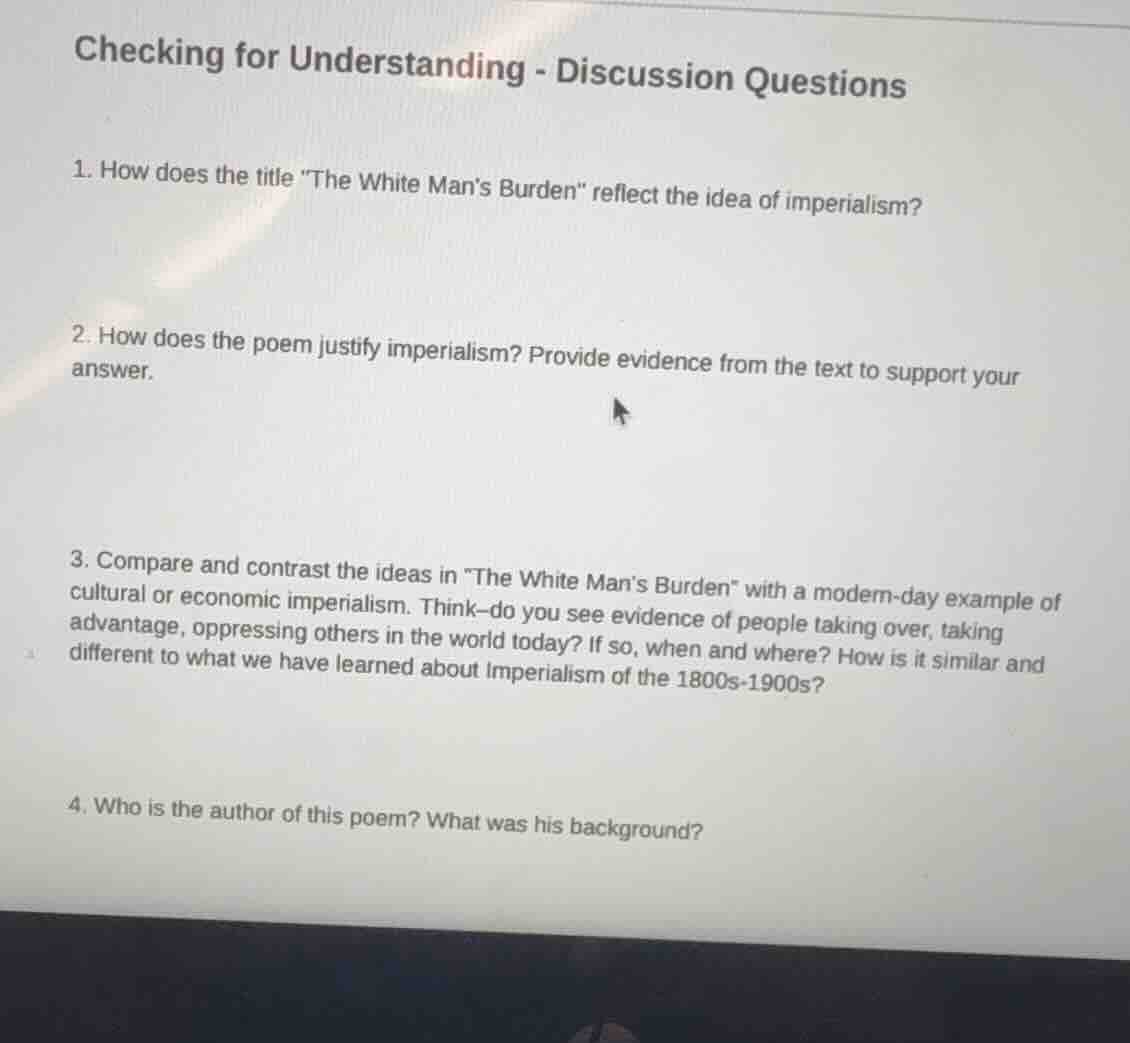 checking for understanding - discussion questions 1. how does the title…