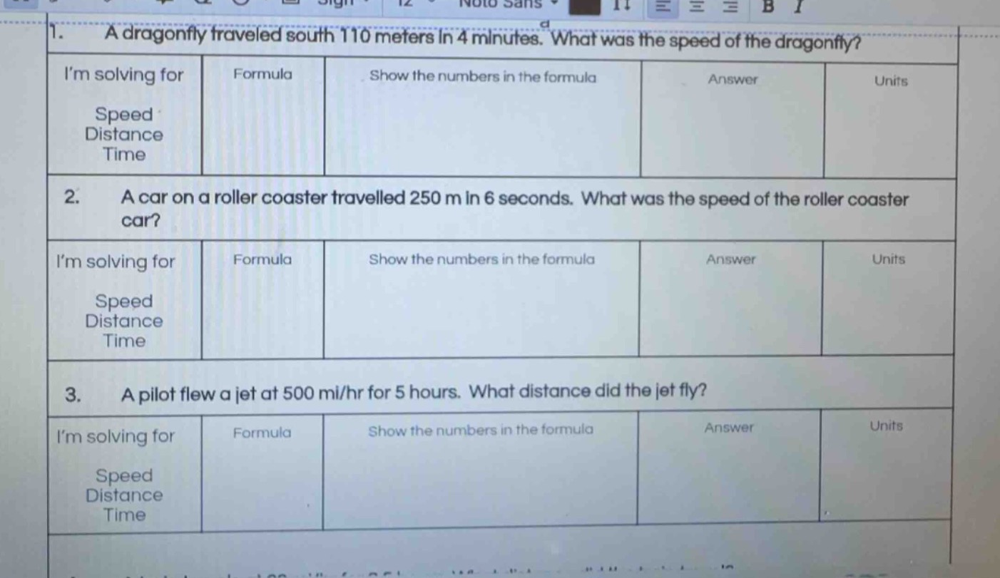 1. a dragonfly traveled south 110 meters in 4 minutes. what was the spe…