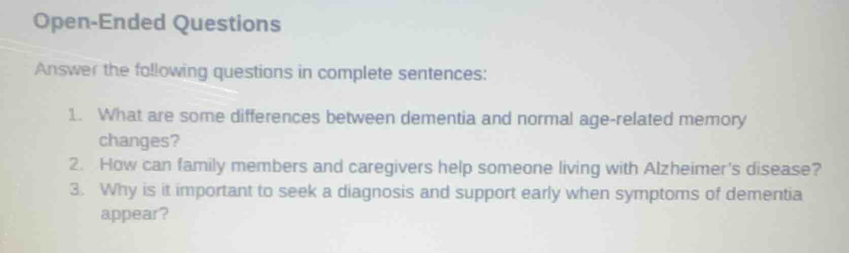 open - ended questions answer the following questions in complete sente…