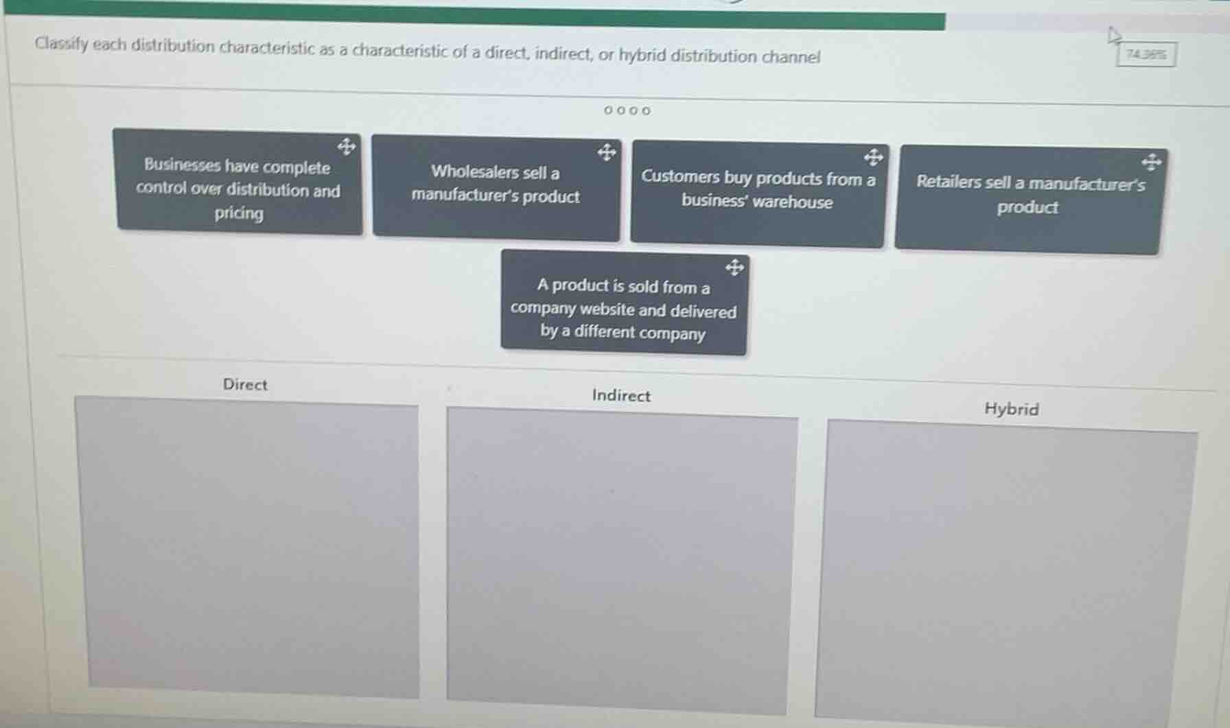 classify each distribution characteristic as a characteristic of a dire…