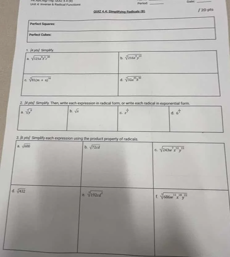 period: ______ date ______unit 4: inverse & radical functionsquiz 4.4: …