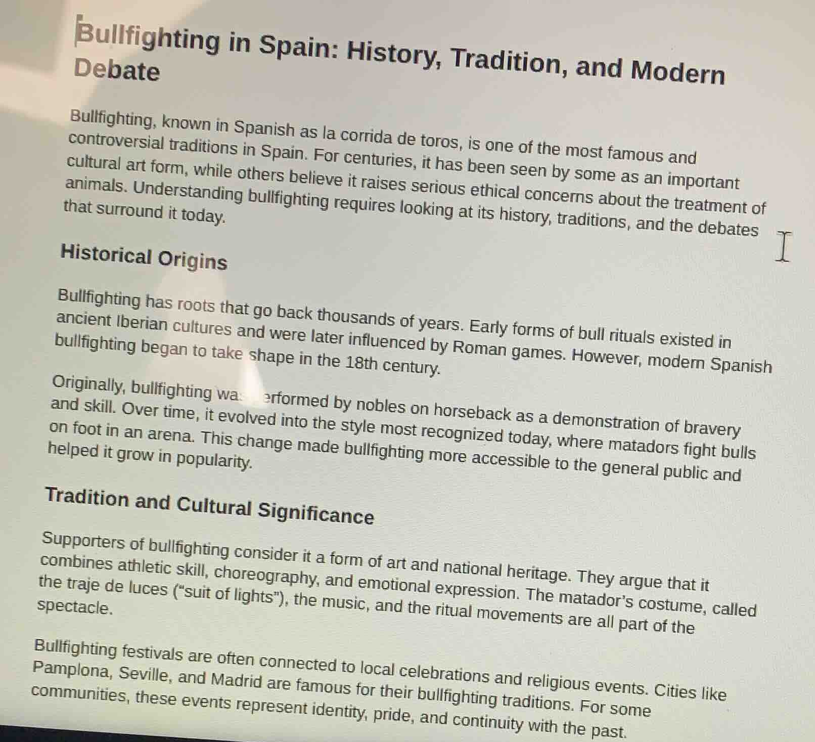 bullfighting in spain: history, tradition, and modern debate bullfighti…