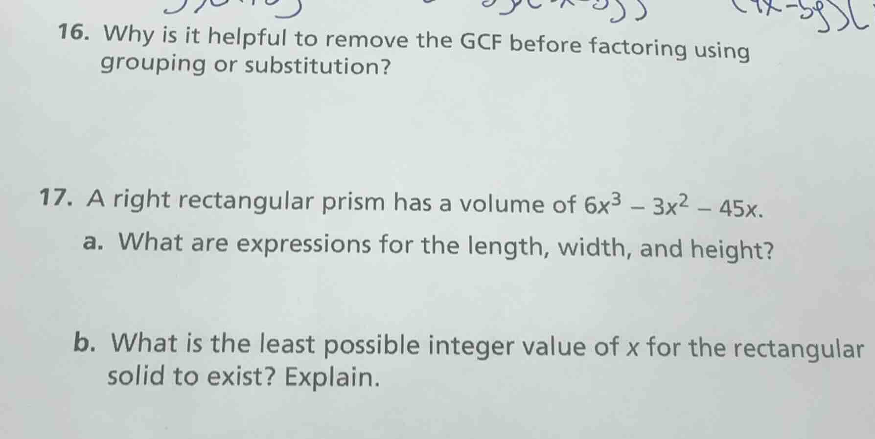 16. why is it helpful to remove the gcf before factoring using grouping…