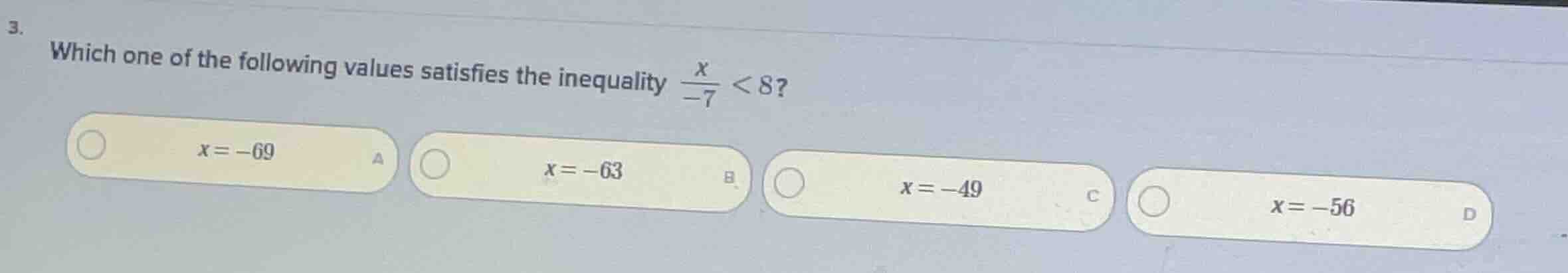 3. which one of the following values satisfies the inequality \\(\\frac…