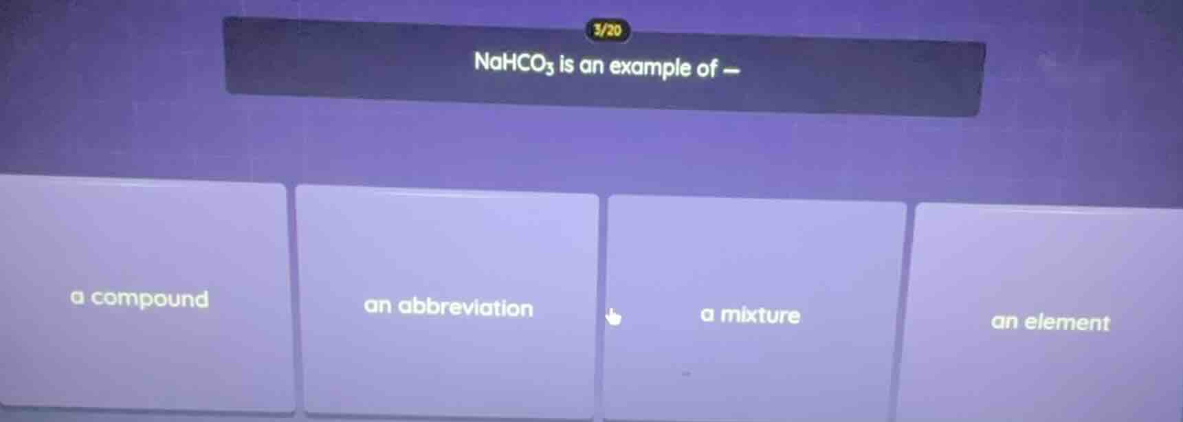 nahco₃ is an example of — a compound an abbreviation a mixture an eleme…