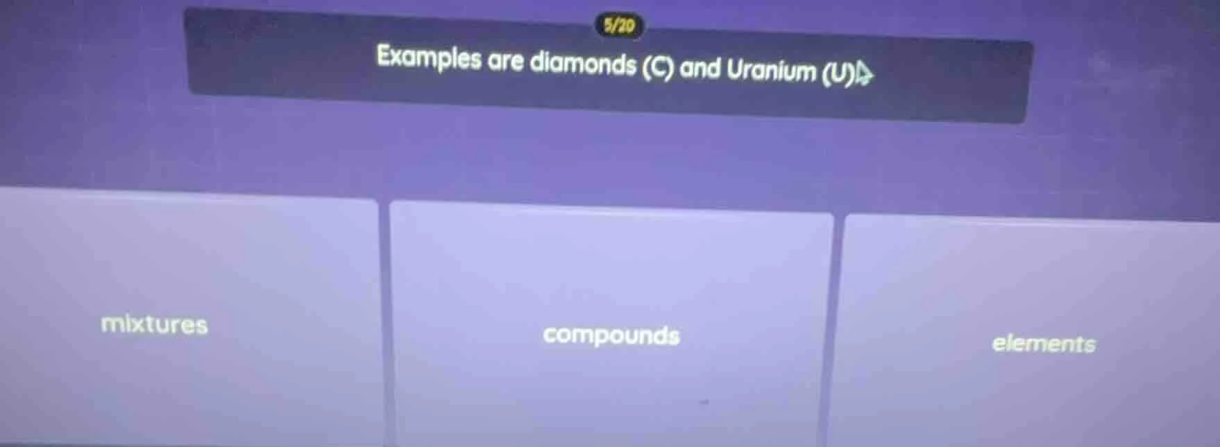 examples are diamonds (c) and uranium (u)\ mixtures\ compounds\ elements
