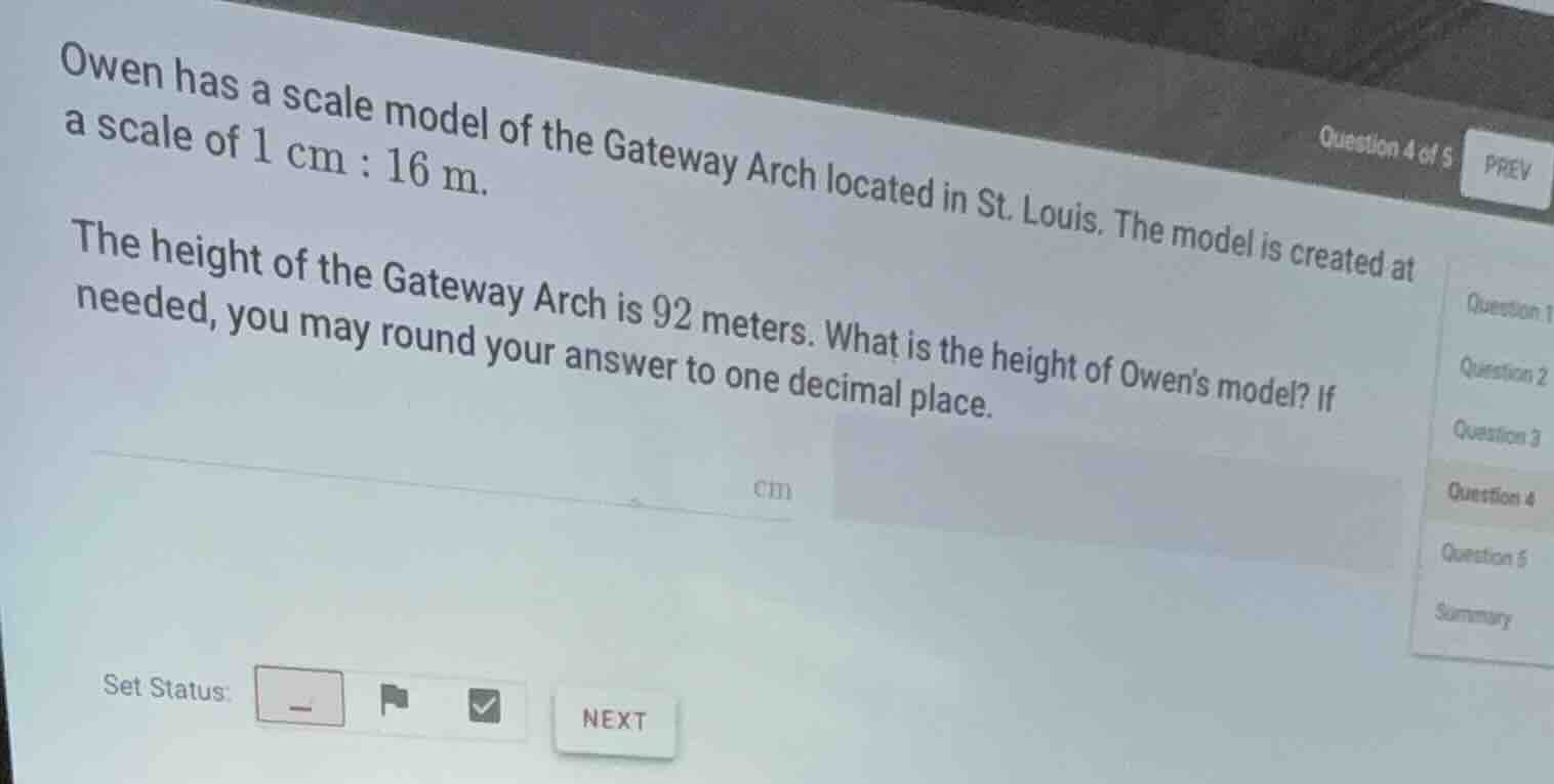 owen has a scale model of the gateway arch located in st. louis. the mo…