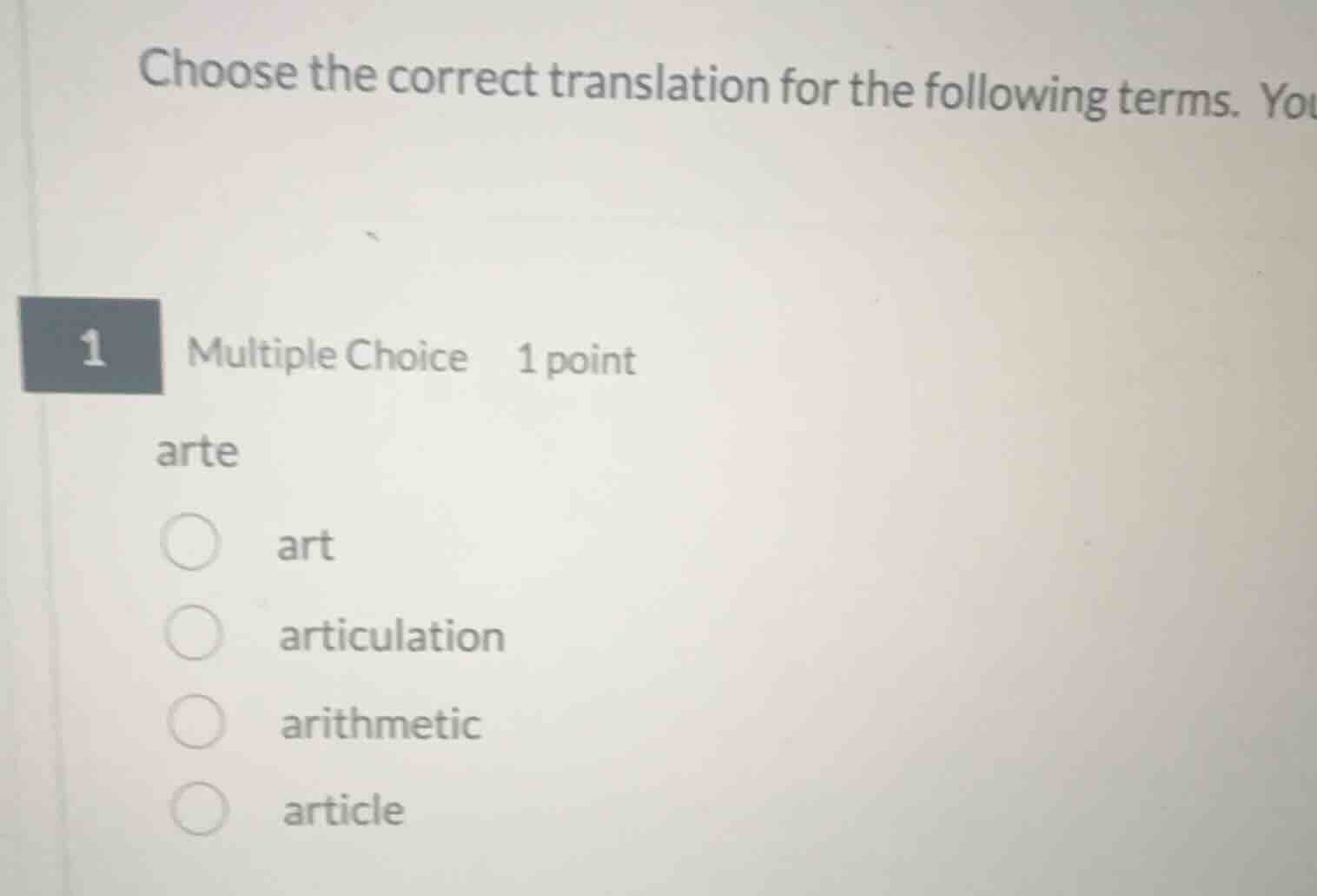 choose the correct translation for the following terms. you 1 multiple …