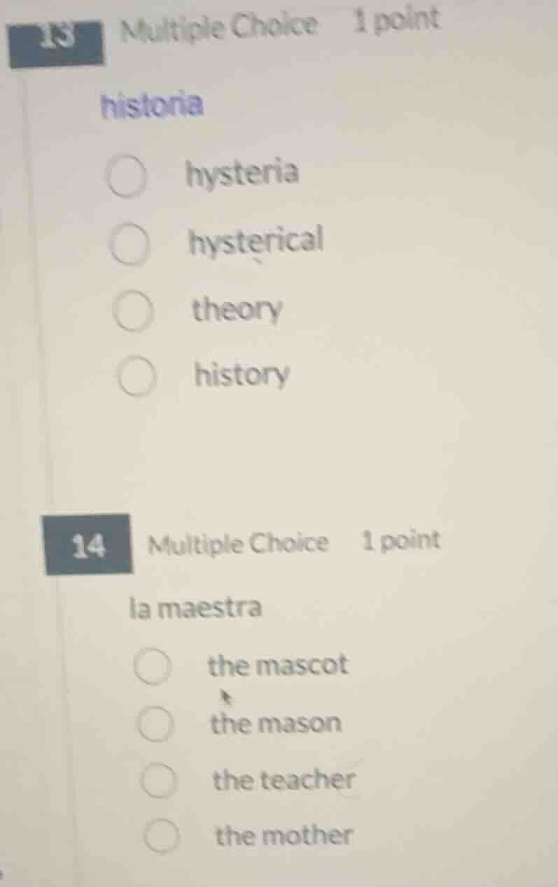 13 multiple choice 1 point historia hysteria hysterical theory history …